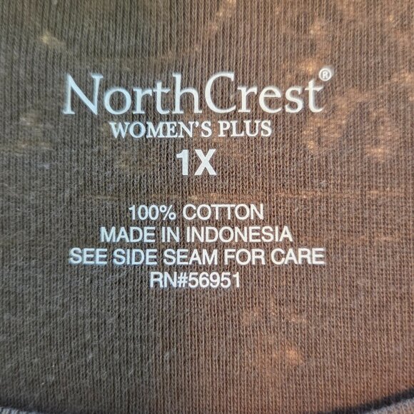 NWT North Crest Women’s Plus 1X Short Sleeve Tee Ivy Green & Cream Floral Print - Picture 8 of 8